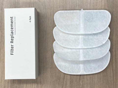 Set van 4 witte filterpads met zwarte schuimfilters en borstel voor de SmartPaw AquaPaw drinkfontein