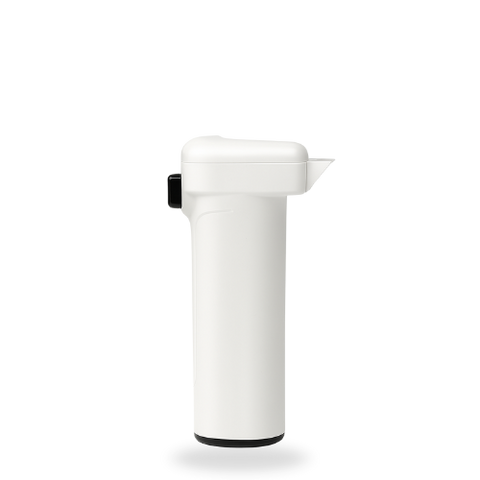 Witte handheld SmartPaw ontklittenkop met metalen pinnen en ronde handgreep op een witte achtergrond