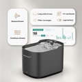 Zwarte draadloze AquaPaw fontein van SmartPaw met sensorstroom en drinkmonitoring via de app