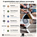 Overzicht van de zes SmartPaw FurVac opzetstukken voor complete vachtverzorging met de stofzuiger eronder