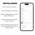 Instellingenscherm van de HydroBuddy fontein-app met waterstroom, herinneringen en slaapmodus