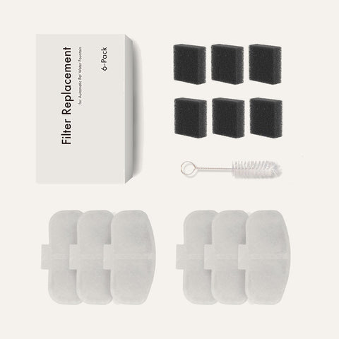 HydroBuddy filter set: 6 foam and 6 carbon filters with cleaning brush